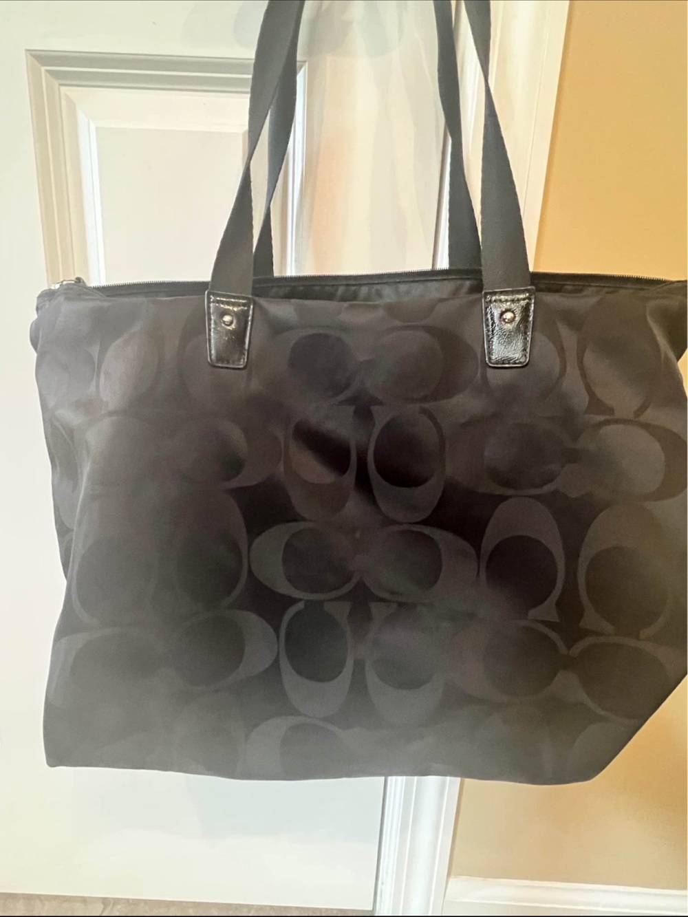 Coach Black Signature Jacquard Tote